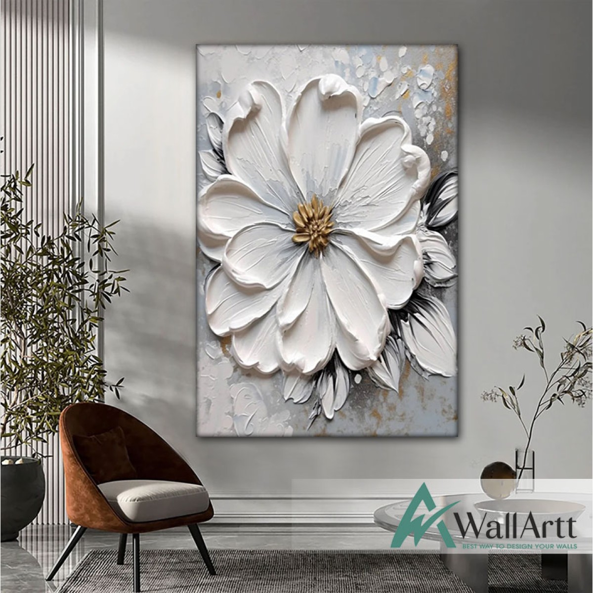 White Beauty II 3D Heavy Textured Partial Oil Painting